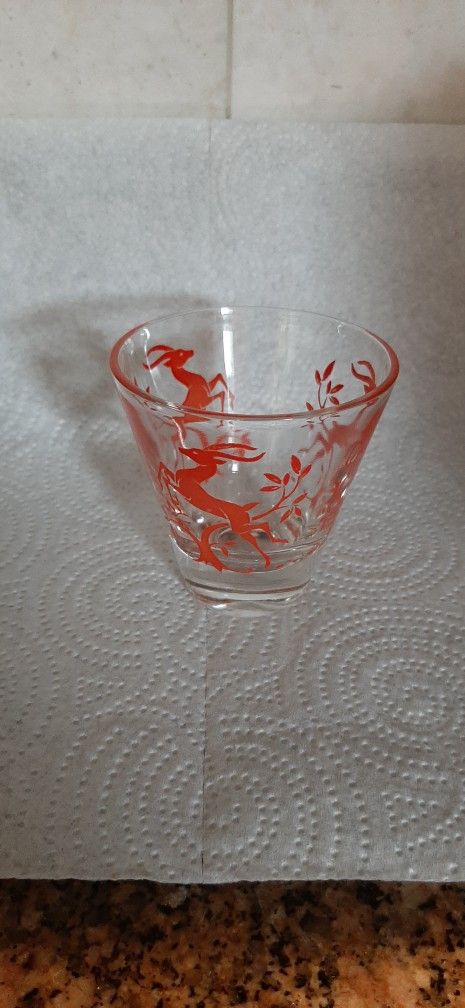 Gazelle Shaker/Juice Glass 1950s Red Antelope 