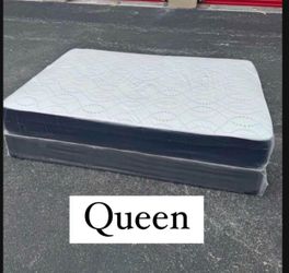 NEW QUEEN SIZE MATTRESS AND BOX SPRING - 2PC