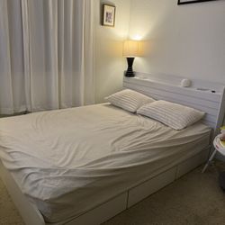 Queen Size Bed Frame w/ 3 Drawers And Storage Under Bed (No mattress)