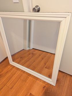 Large Square Wall MIRROR, Quality White Wood Frame - 36" x 36"