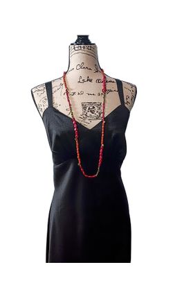 Extra Long Orange Red Beaded Boho Necklace