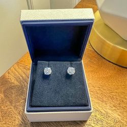 New Moissanite 10H10A Earrings 2CT(1CT *2) 18K White Gold Plated Sterling Silver