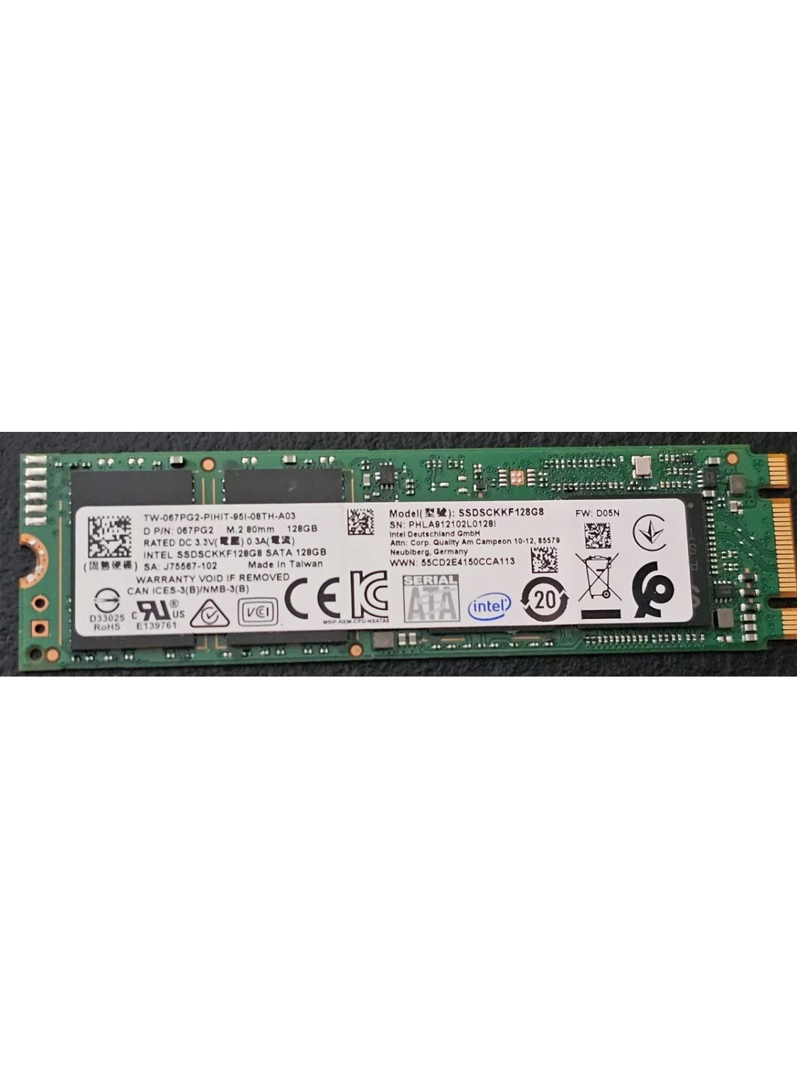 INTEL 128GB M.2 SATA SSD