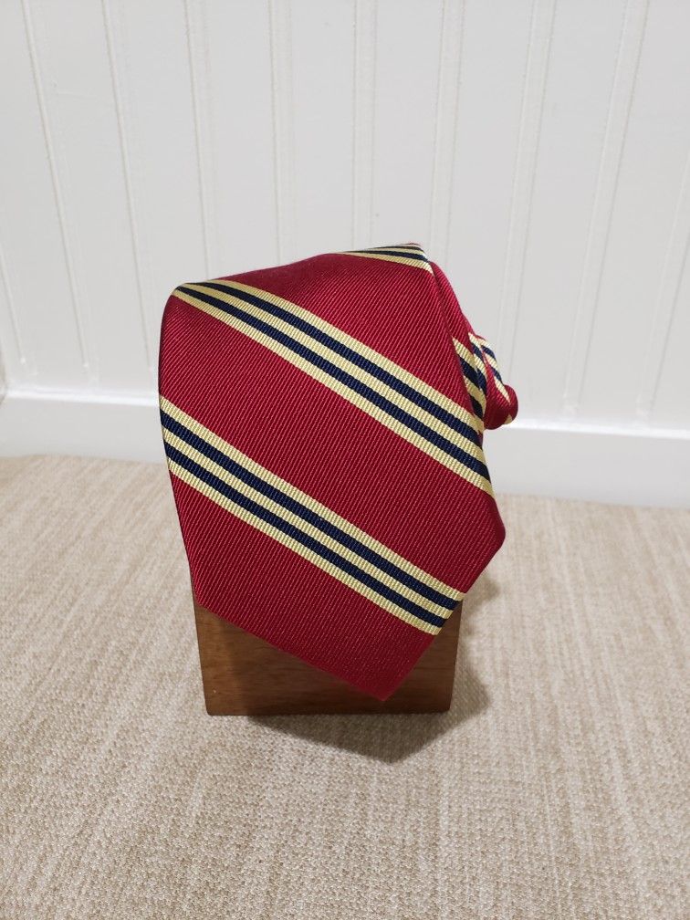 NWT! BROOKS BROTHERS Men's 100% Silk Striped Neck Tie (59"x3.5") Red/Gold/Navy