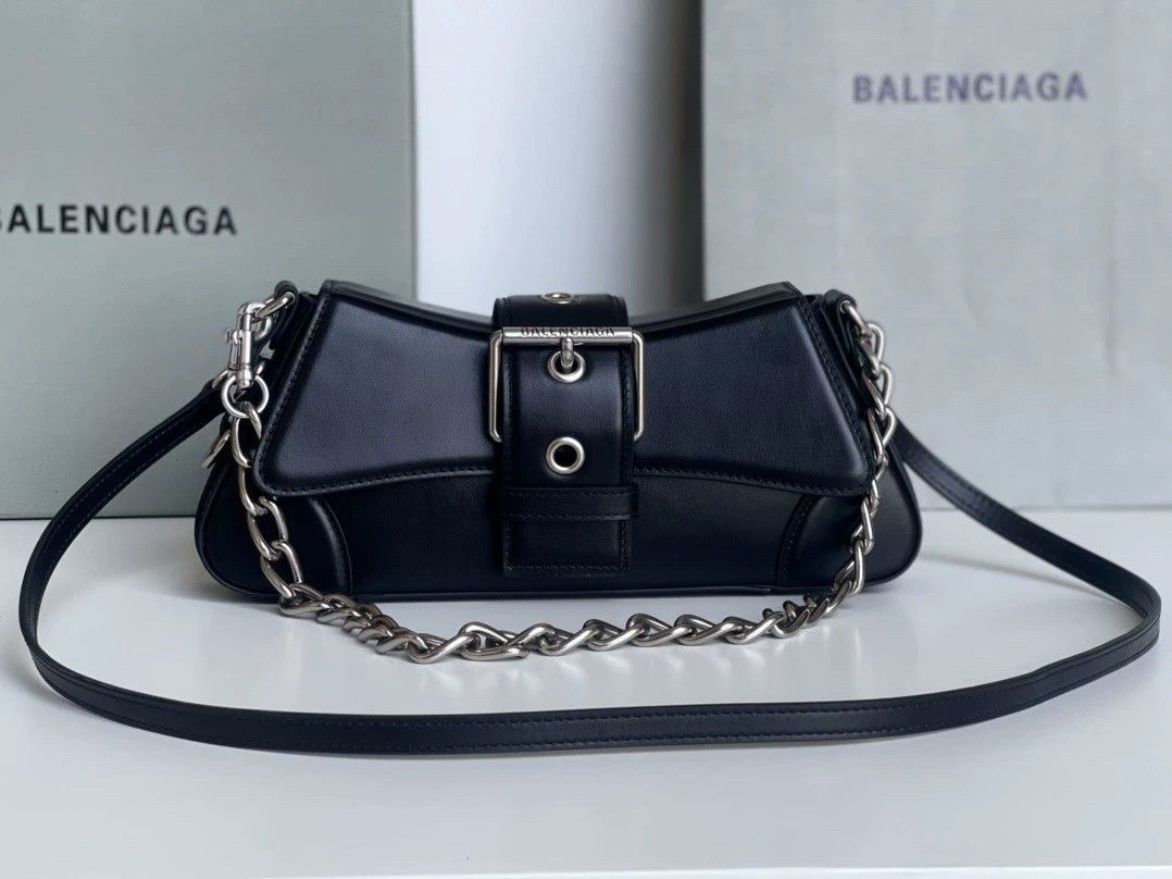 Pure black Balenciaga new Lindsay series shoulder bag or crossbody bag