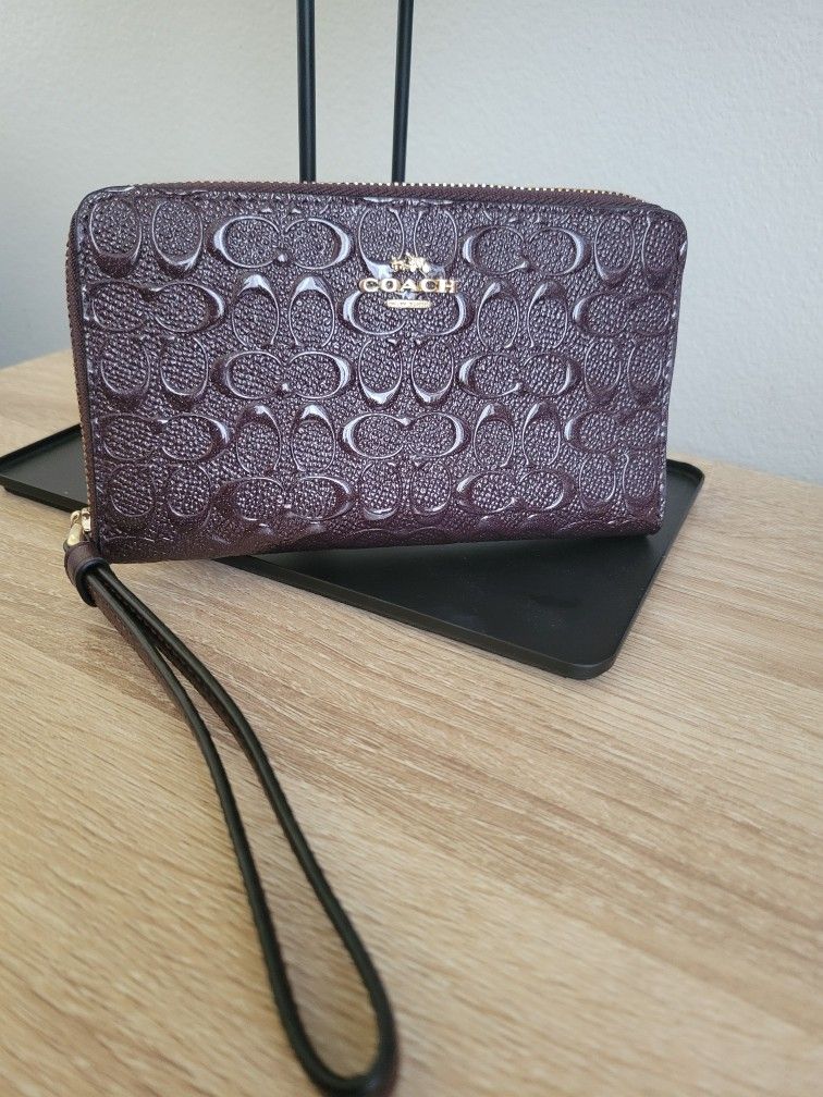 Coach Embossed Leather Wallet/Wristlet