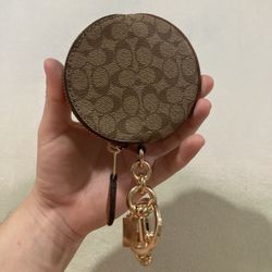 Coach Circular Coin Pouch Bag Charm In Signature Canvas for Sale in Miami,  FL - OfferUp