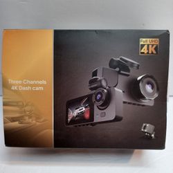 Three Channels 4K Full UHD Vehicle Dash Cam