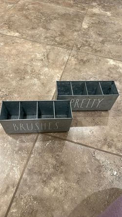 Set of 2 Rae Dunn Galvanized Metal Vanity Organizers