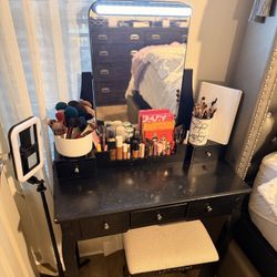 Black Makeup Vanity w/ Chair – Moving Sale