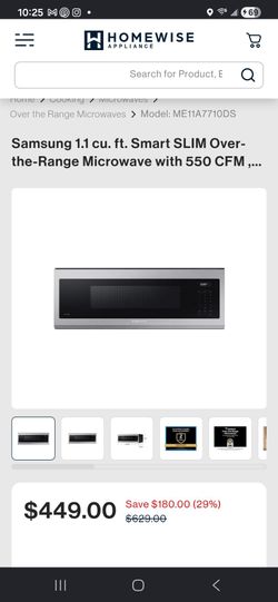 New Samsung 1.1 cu. ft. Smart SLIM Over-the-Range Microwave with 550 CFM , Wi-Fi & Voice Control