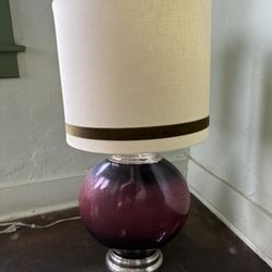 Midcentury iridescent art glass purple lamp 