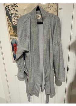 UGG Light Gray Open Front Shawl Collar Cardigan
