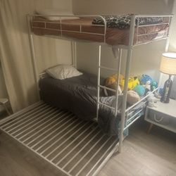 Bunk Bed With Roll Out Trundle Bed With Mattresses.