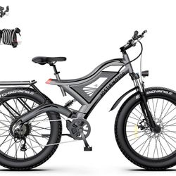 0850 28MPH Full Suspension Electric Bikes for Adults 750W E-Bike 48V 15AH Removable Battery Electric Mountain Bike 26x4 Inch Fat Tire Electric Snow Bi
