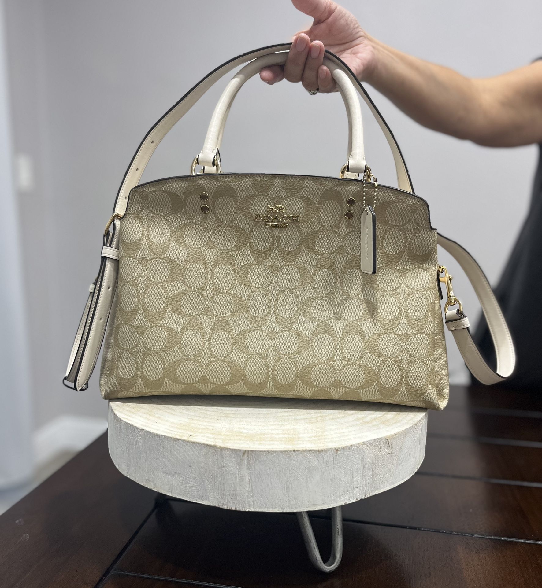 Coach Lillie Carryall In Signature Canvas Handbag Light Khaki Crossbody Strap