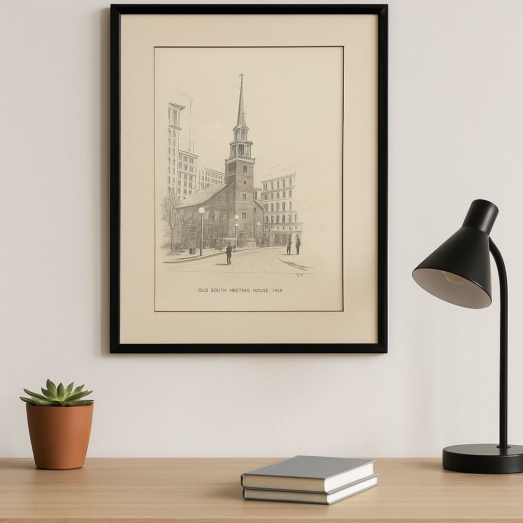 Clark M. Goff 1974 Print Old South Meeting House Boston MA , 12x16”