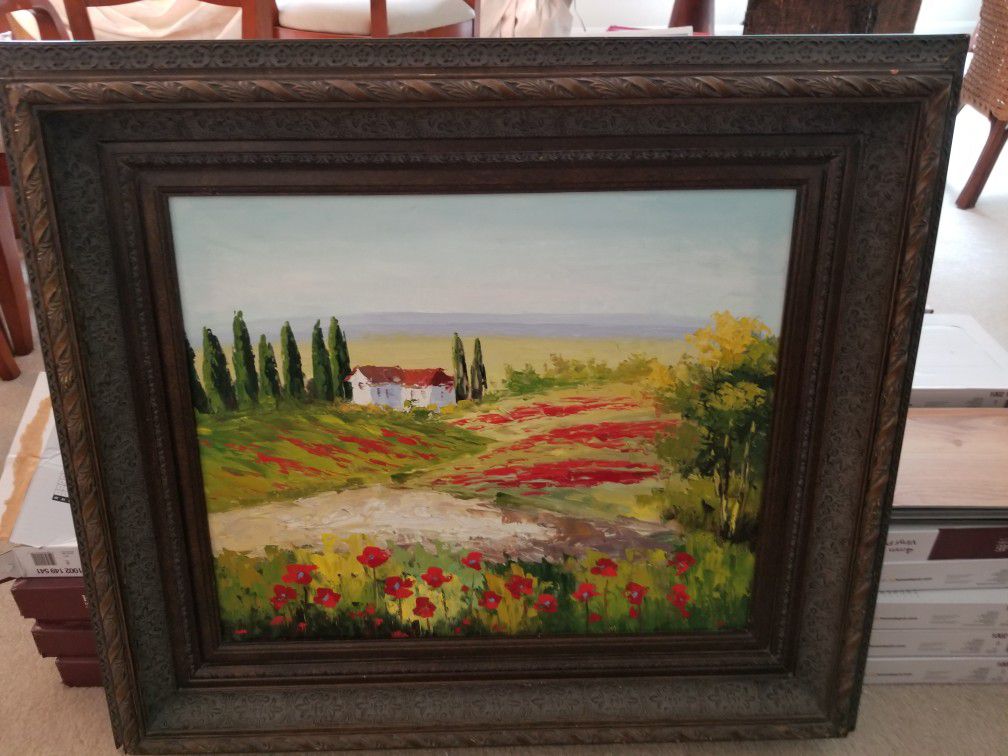 Country Painting in Wood Frame