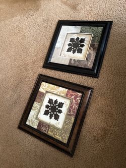 Pair framed snowflake art