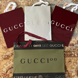 Gucci Authentic Paper Shopping Bag Set 2 Embossed, 2 Glossy 100 Year Limited