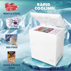 5.0 Cu.ft Chest Freezer Small Deep Freezer Mini Outdoor Chest Freezers Upright with 3 Removable Baskets 7 Temperature Settings White