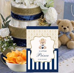 Royal Bear Prince Chip Bag Wrappers Set of 10 Boy Baby Shower Favor