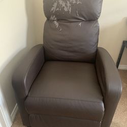 Brown Leather Like Recliner 
