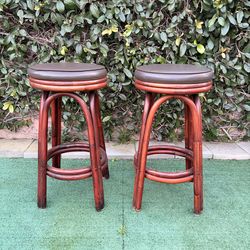 Vintage bamboo swivel seat, stools