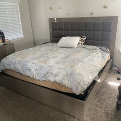 Brown King Bed Frame With Box Spring