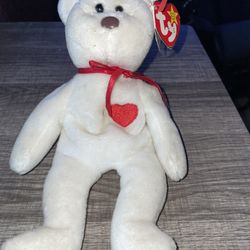 TY BEANIE BABY VALENTINO WHITE BEAR WITH TAG ERRORS 