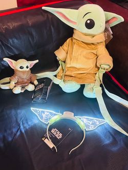 NEW Star Wars Grogu Plush Backpack, Mini Plush & Light-Up Ears Headband Set