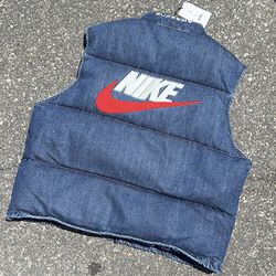Supreme x Nike Denim Puffer Vest ‘Indigo’ Brand New