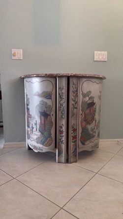 Chinoiserie Painted Cabinet with Marble Top