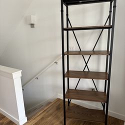 Tall, Wood And Metal Shelf