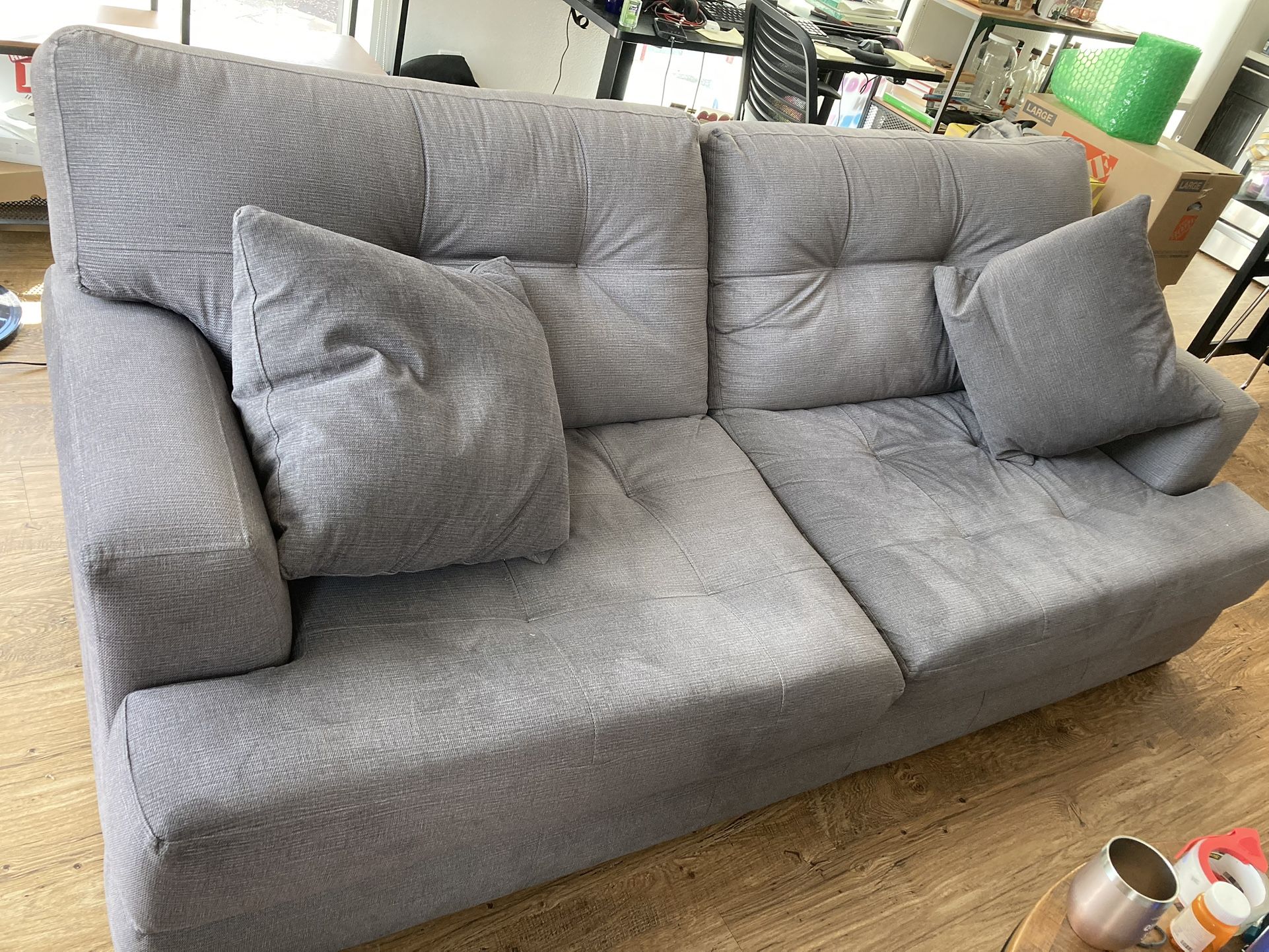 Gray 3-Seater Sofa Couch – Comfortable & Sturdy