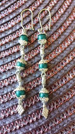 Silver and Green Stone earrings