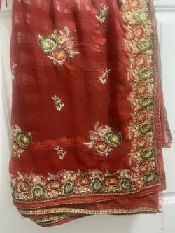 Sequined Saree New With Blouse Material Unstitched