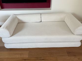 Convertible Sleeper Sofa Bed Floor Boneless Couch, Beige White
