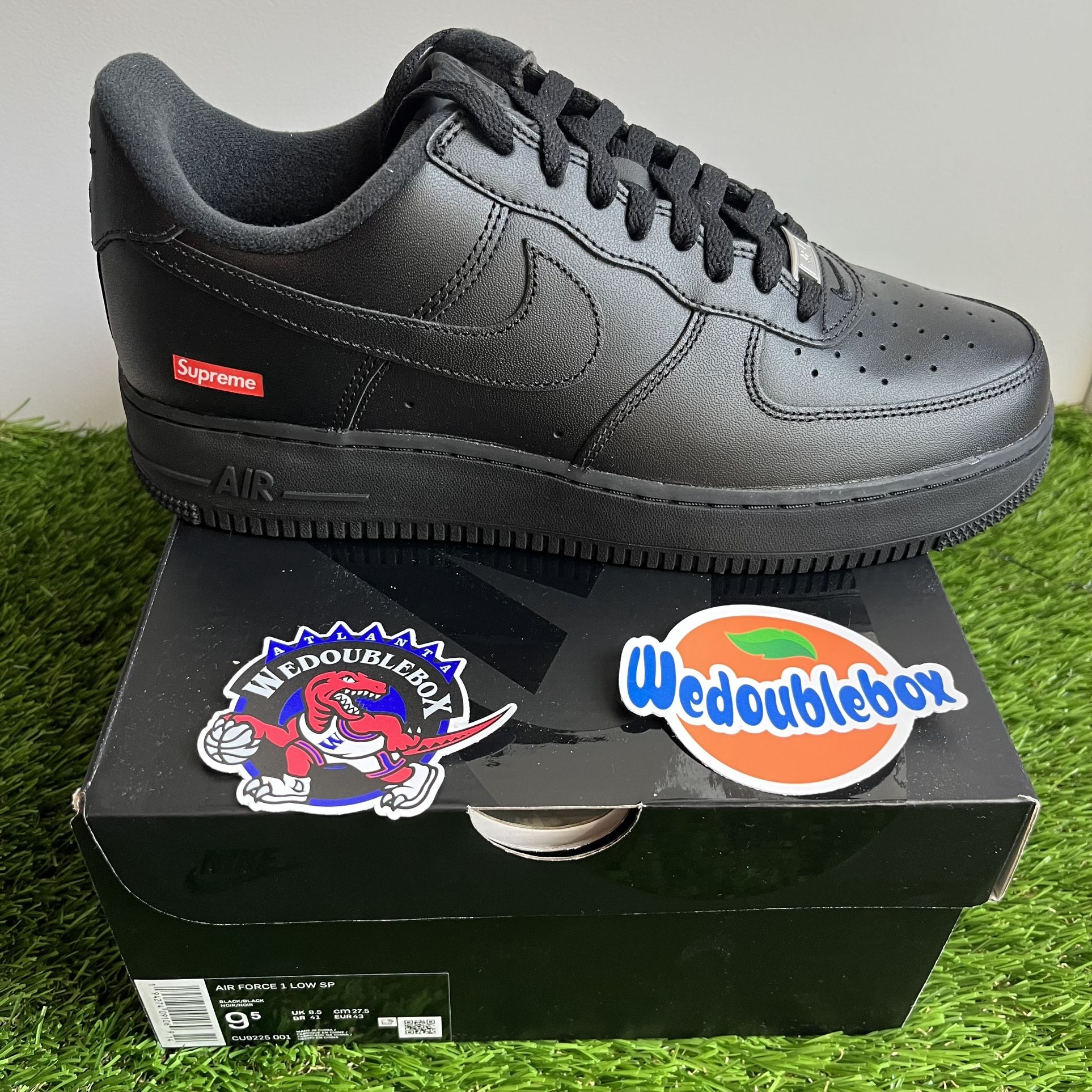 Nike Supreme Air Force 1 Low SP Size 9.5 Shoes Black Box Logo Sneakers 2023 Release Collaboration