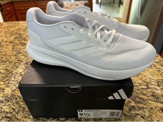 Adidas Runfalcon 5 Running Shoes Triple White IH7757 Men's Size 9.5 NEW