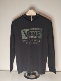 Vans Young Mens Black Camo Long Sleeve Shirt Size Large