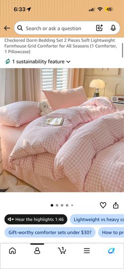 Pink Checkered Twin XL Bedding
