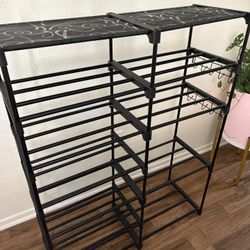 Shoe Rack with Side Hooks 