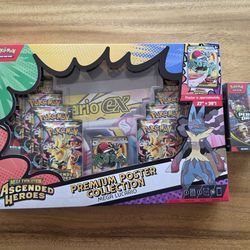 Pokemon Ascended Heroes Poster Collection - Lucario + Perfect Order Booster Bundle