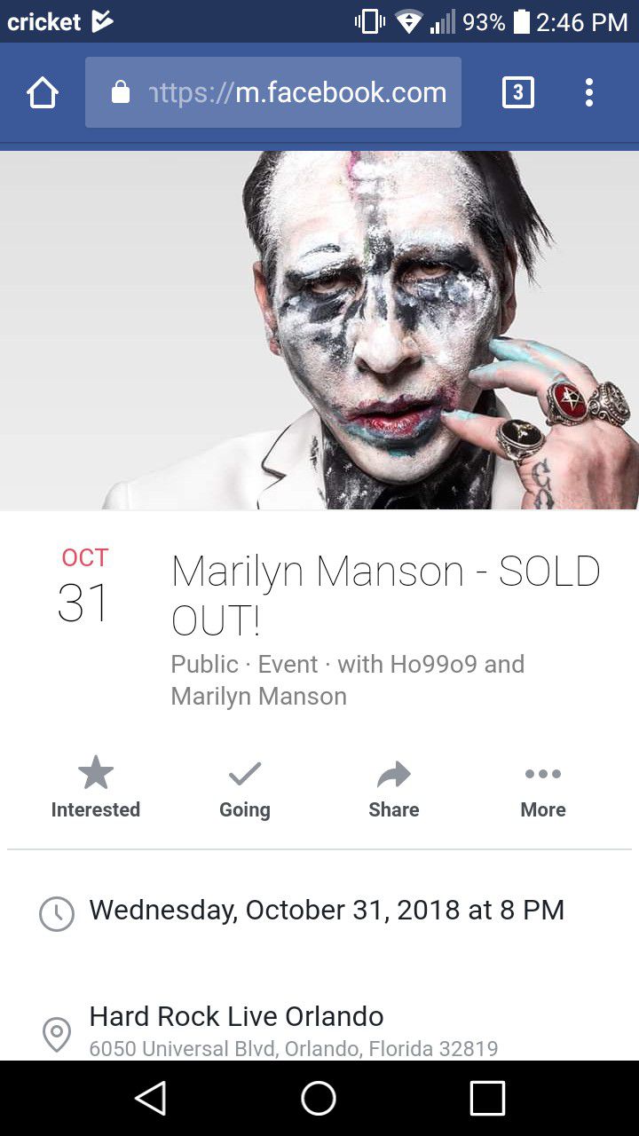 Marilyn Manson ticket.