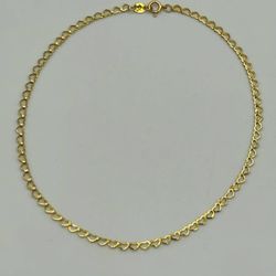 14k solid yellow gold love heart anklet 10” bracelet 2.7mm