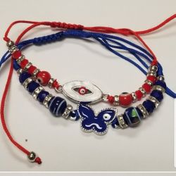2/25 Evil Eye Red & Blue Adjustabel Braclets