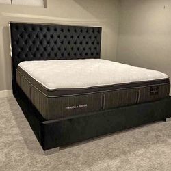 NEW Black/Chrome Queen & King Sized  Platform Bed Frame FINANCE $54 Down