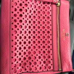Kate Spade Peony Pink Perri Lane Bubbles Leather Crossbody Bag 10x9"