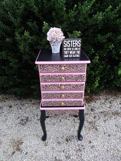 Custom cheetah print jewelry dresser/cabinet